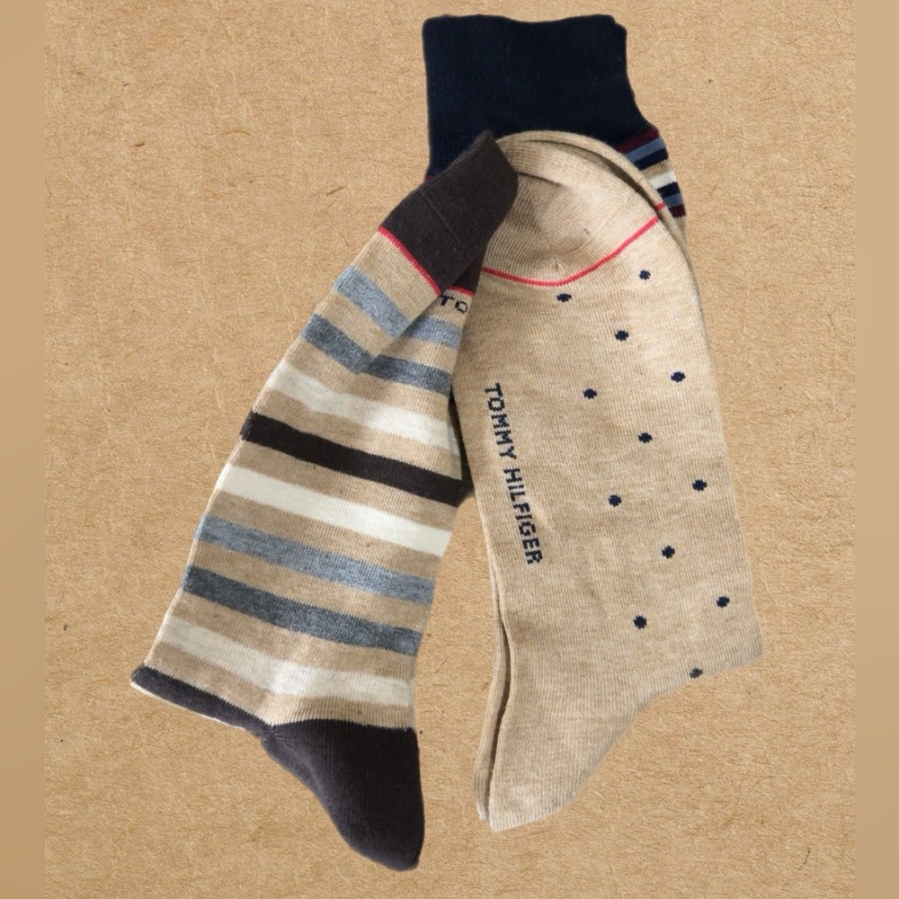 Tommy Hilfiger Men's Striped and Polka Dot Socks - Blue and Tan